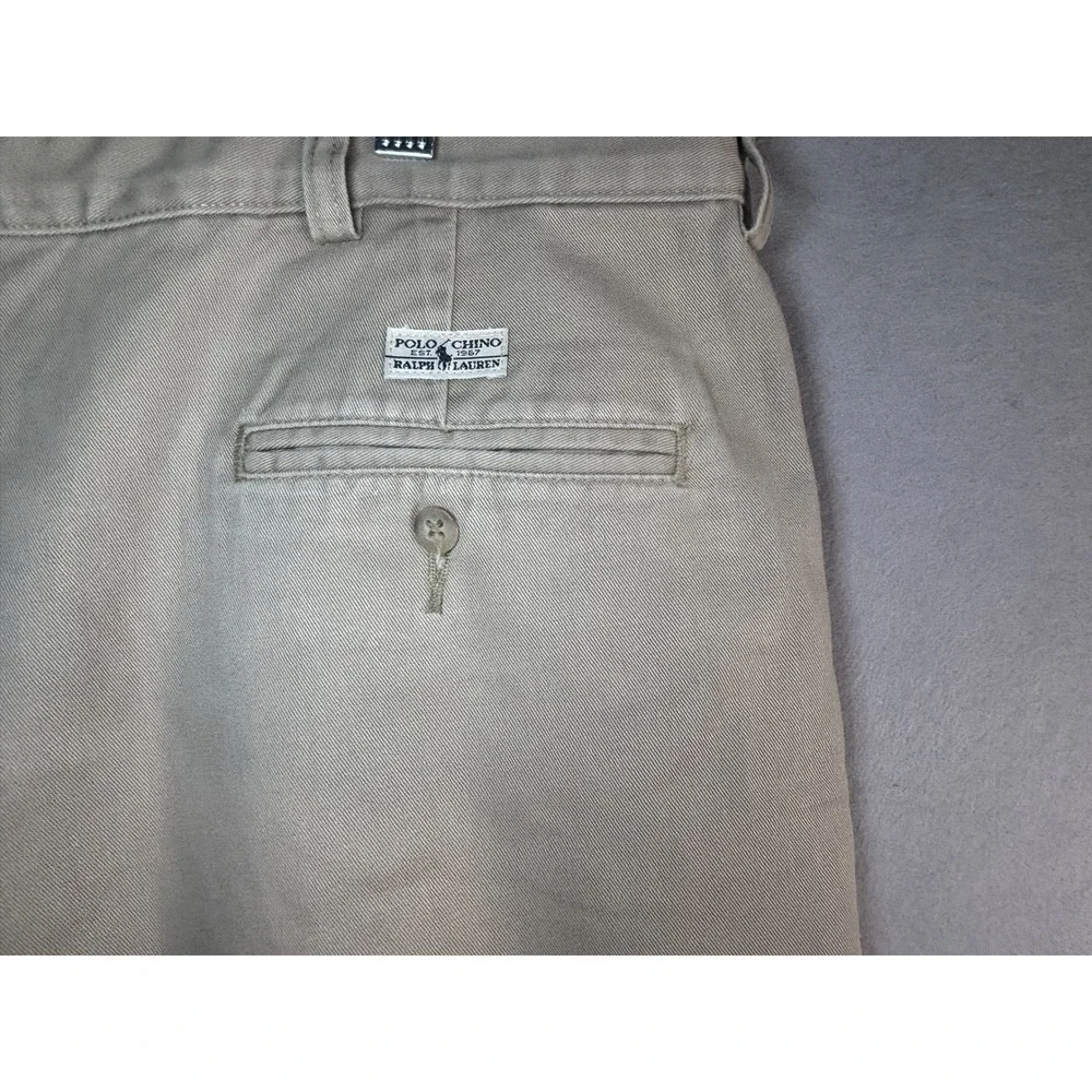 Polo Ralph Lauren Polo Chino Pleated Pants Men 40x30 Khaki Cotton